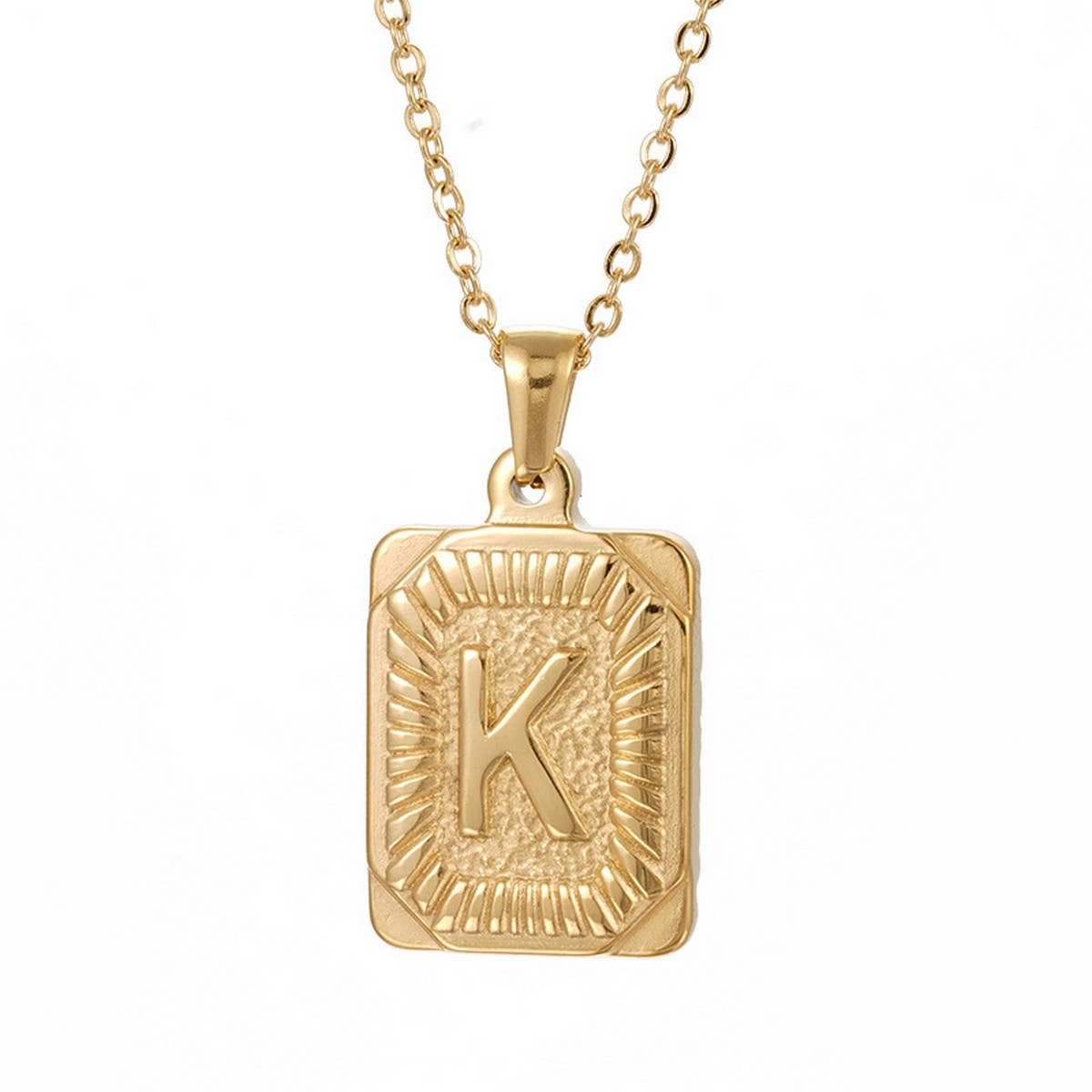 CWAJE1937_Square Stainless Steel Letter Fashion Necklace