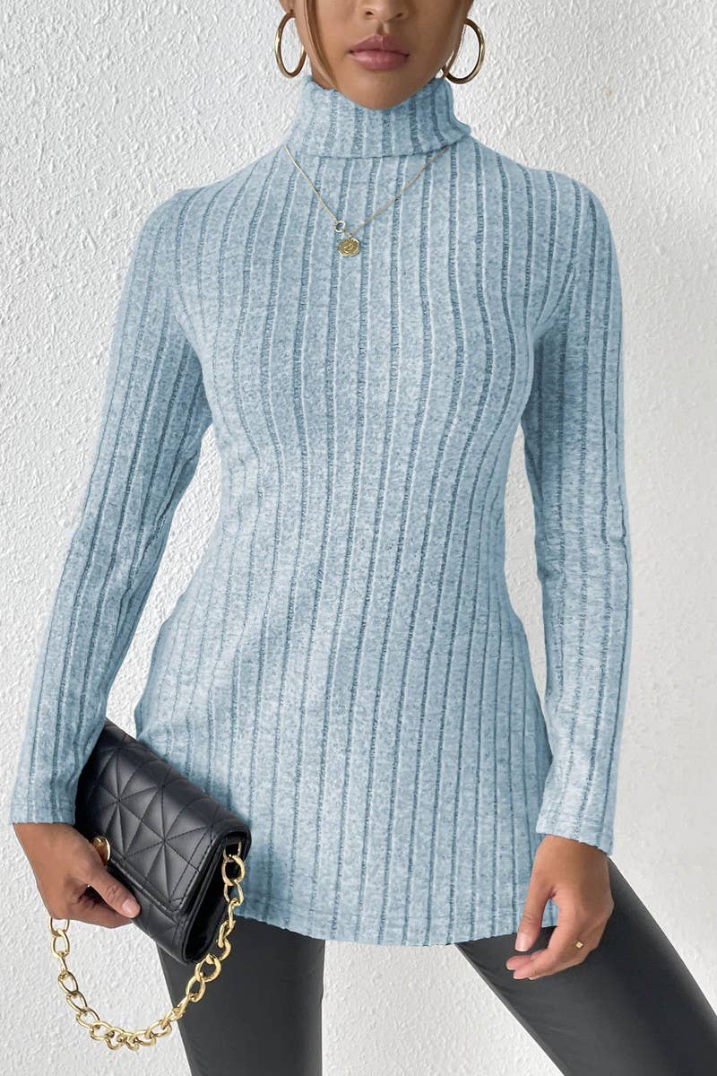 CWTTL1315_Turtle Neck Long Slv With Side Slit Pullover Top