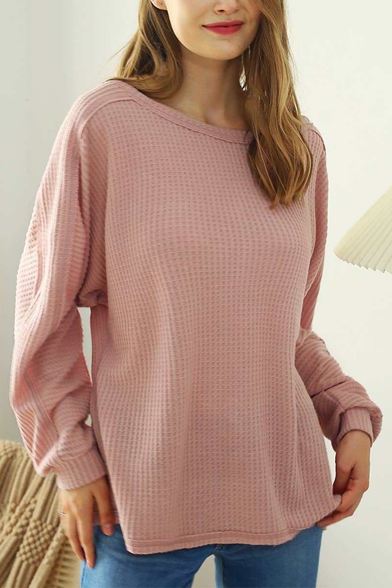 CWTTL1094_RAW DETAILED LOOSE FIT SOFT SWEATER KNIT TOP