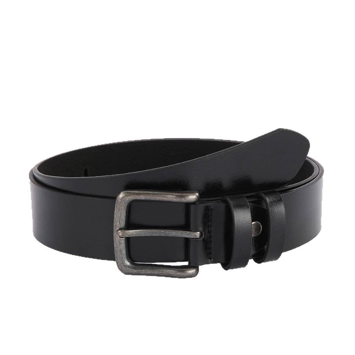 New Unisex Black Zinc Pin Buckle Belt Minimalist_CWABE1243