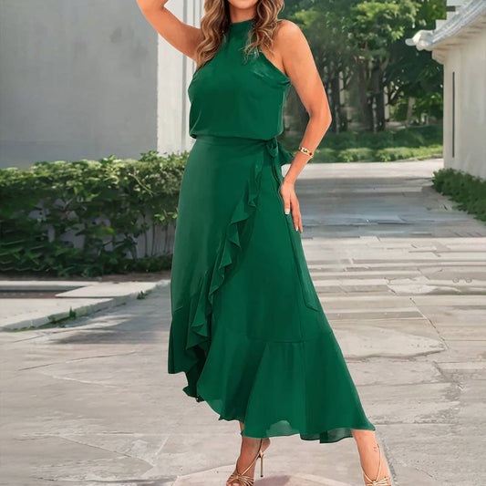 Elegant Ruffle Asymmetrical Ties A-Line Skirt