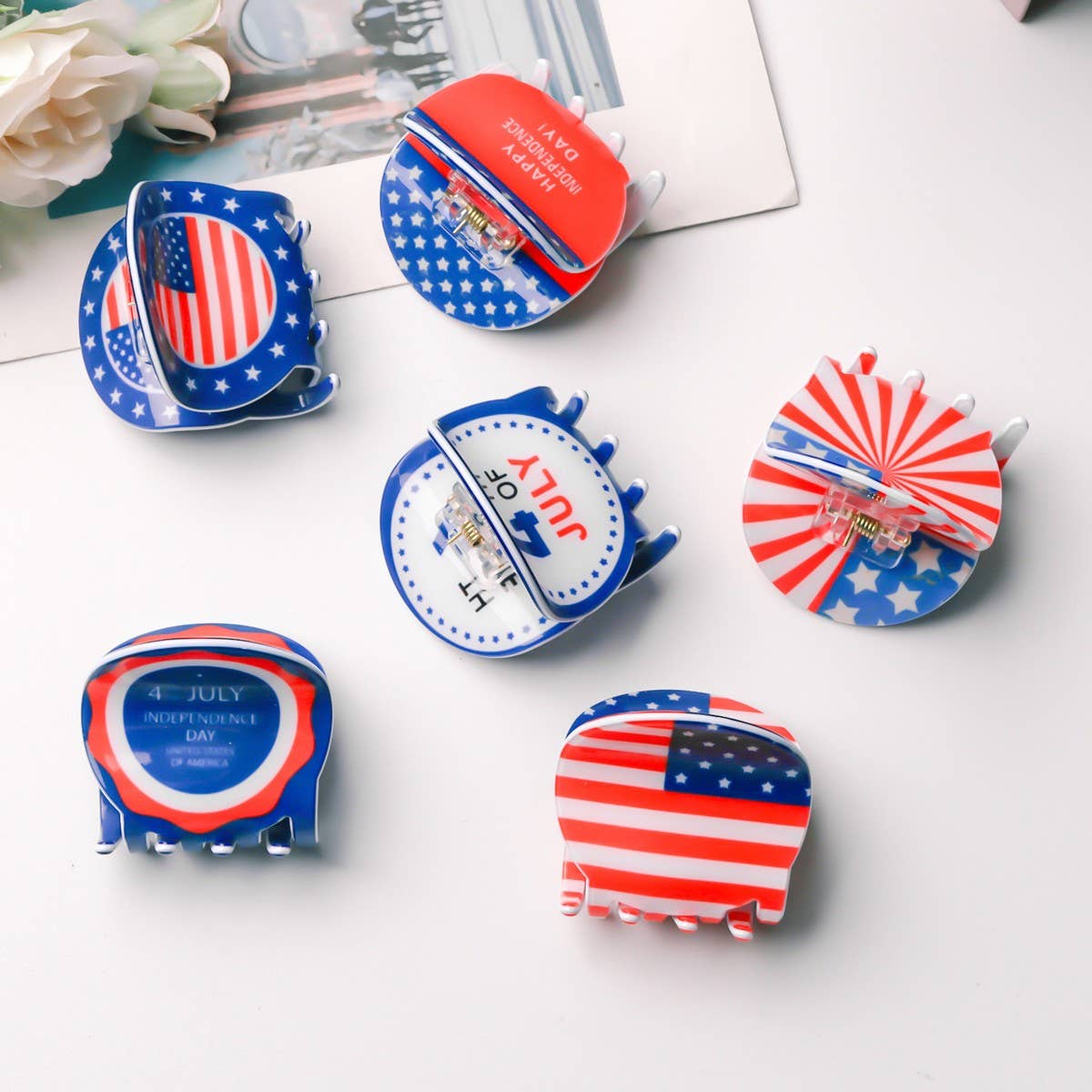CWAHA5148_NEW ARRIVAL CUTE INDEPENDENCE DAY PRINT HAIRPIN