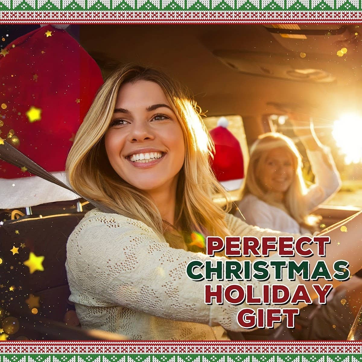 CWAH4073_CHRISTMAS DECORATION CAR CHAIR COVER CHRISTMAS HAT