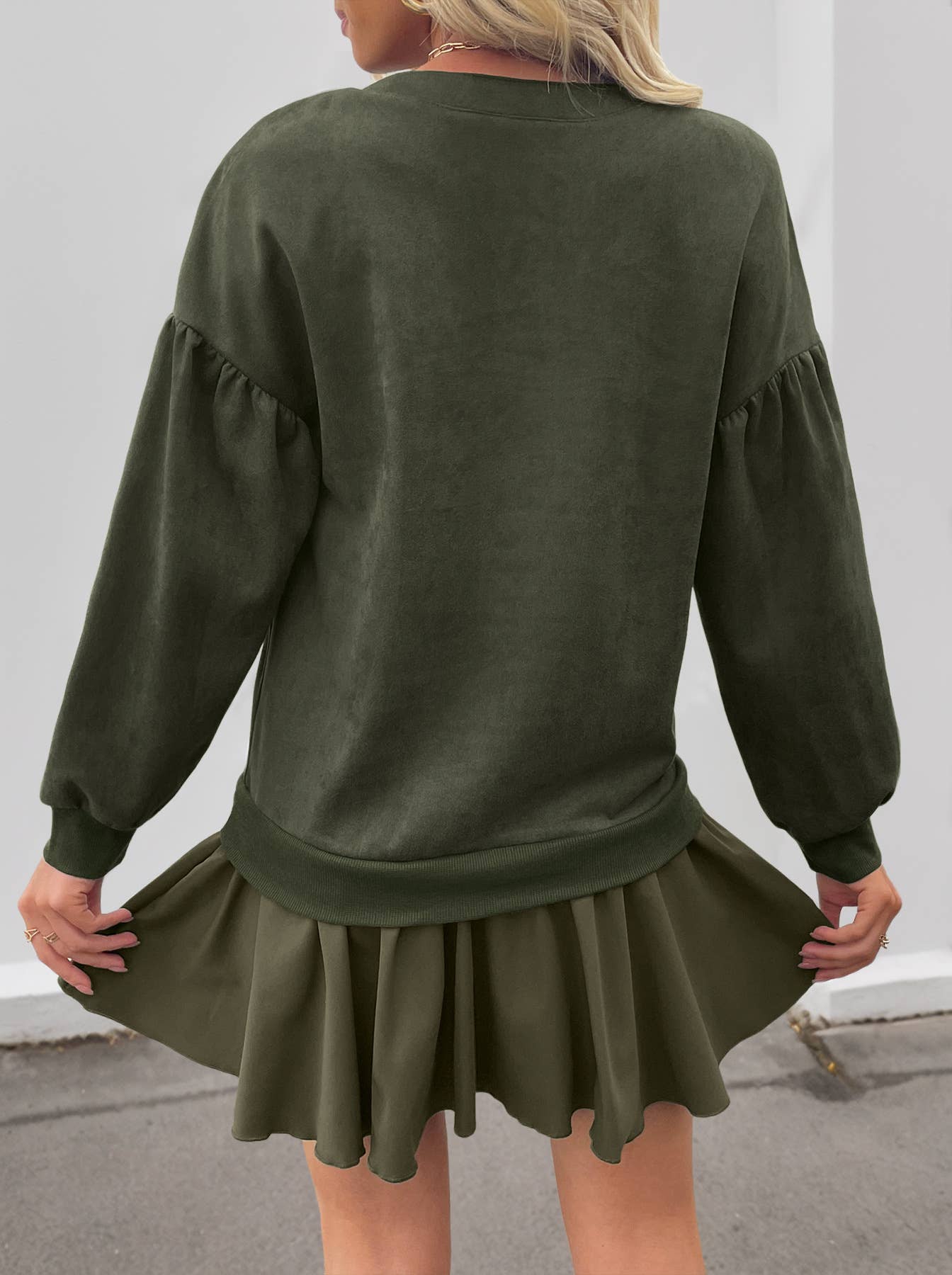 Casual long-sleeved patchwork sweatshirt dress