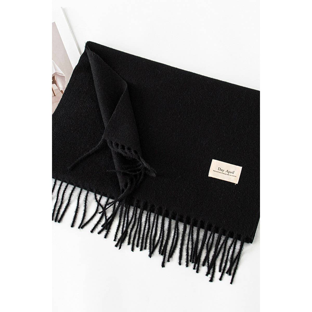 CWASC1482_SOLID COLOR MEDIUM-LENGTH WARM SCARF SHAWL NECK