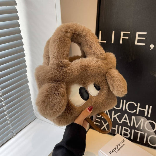 WINTER CUTE CARTOON SMALL SQUARE HANDBAG PLUSH BAG_CWAB3985