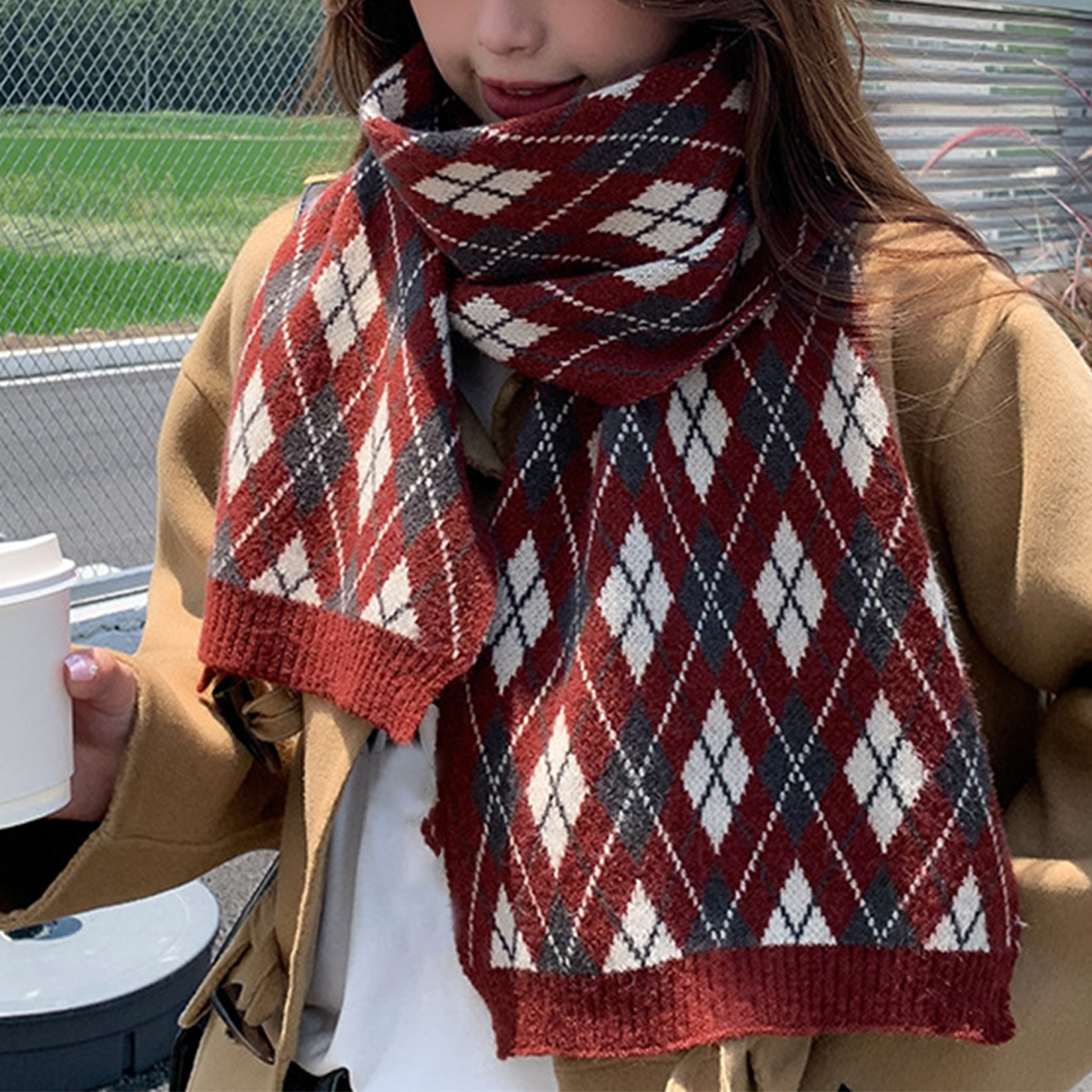 Plaid Scarf for Women - Thick Knit Winter Warmth_CWASC0149