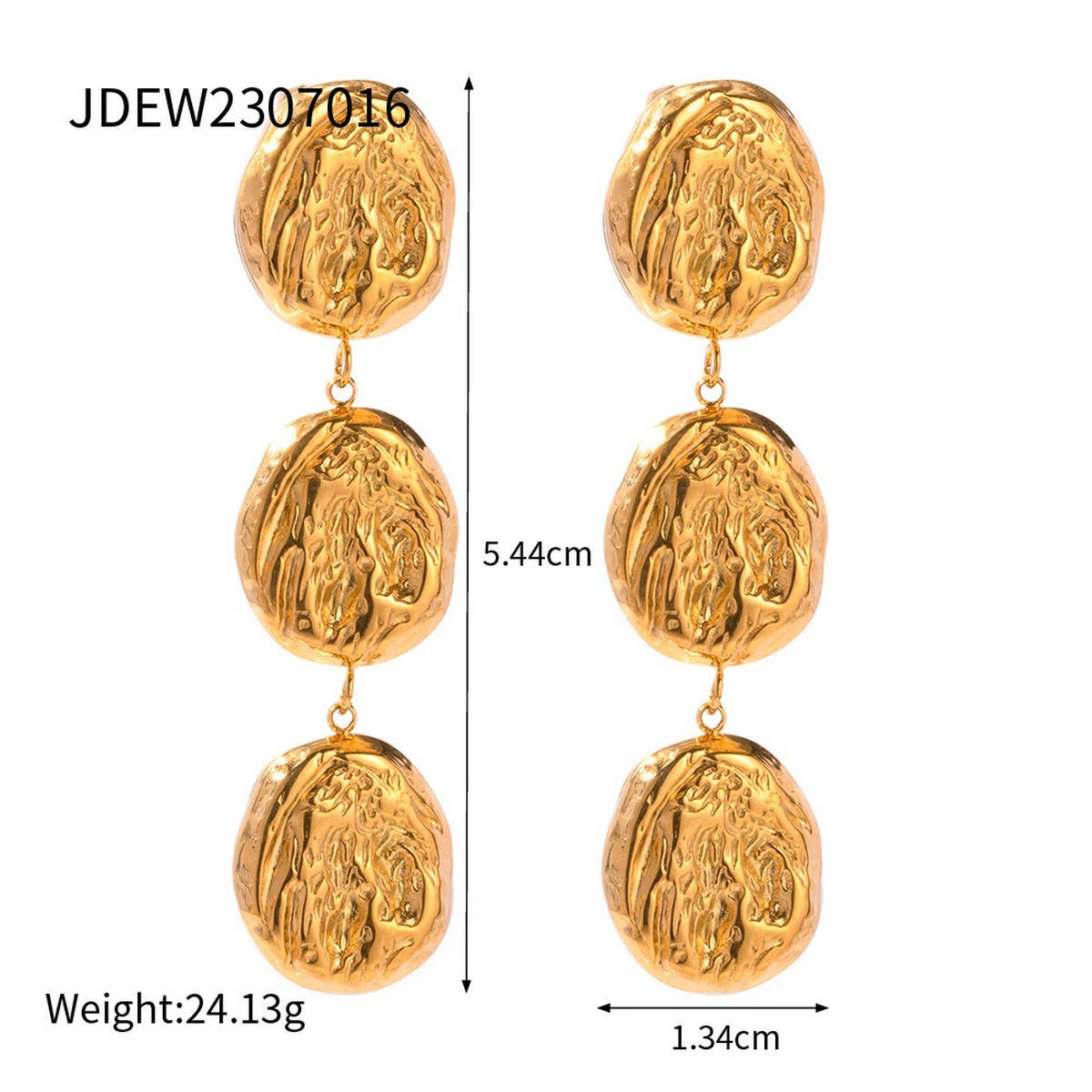 GEOMETRIC STAINLESS STEEL WRINKLE STUD EARRINGS