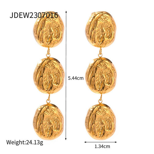 GEOMETRIC STAINLESS STEEL WRINKLE STUD EARRINGS