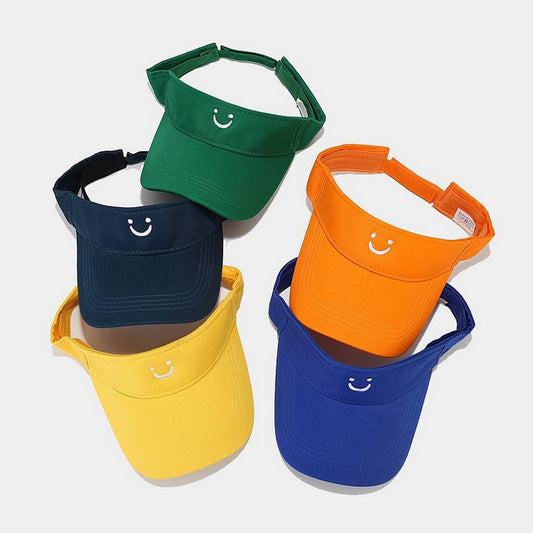 CWAH3178_CUTE U SMILEY FACE EMBROIDERED SUN VISOR