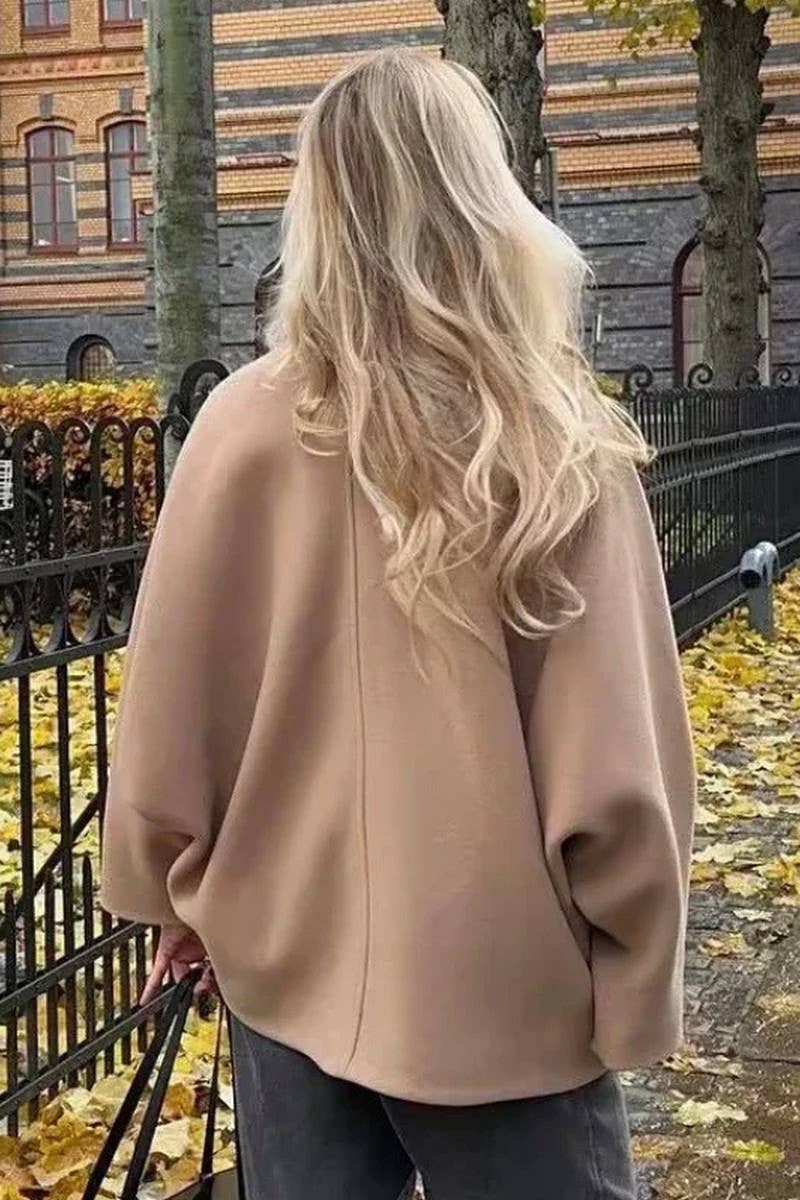 CWOCO1061_SINGLE-BREASTED LAPEL LOOSE WOOLEN JACKET