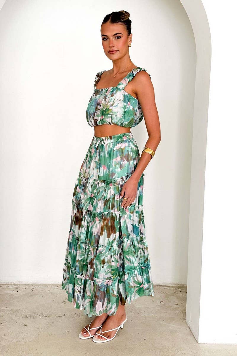 CWSS1274_RETRO SHORT SUSPENDER SKIRT TWO-PIECE SET