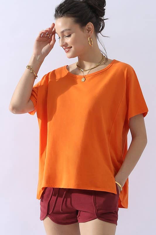 CWTTS691_LOOSE FIT ROUND NECK SHORT SLEEVE T SHIRT TOP