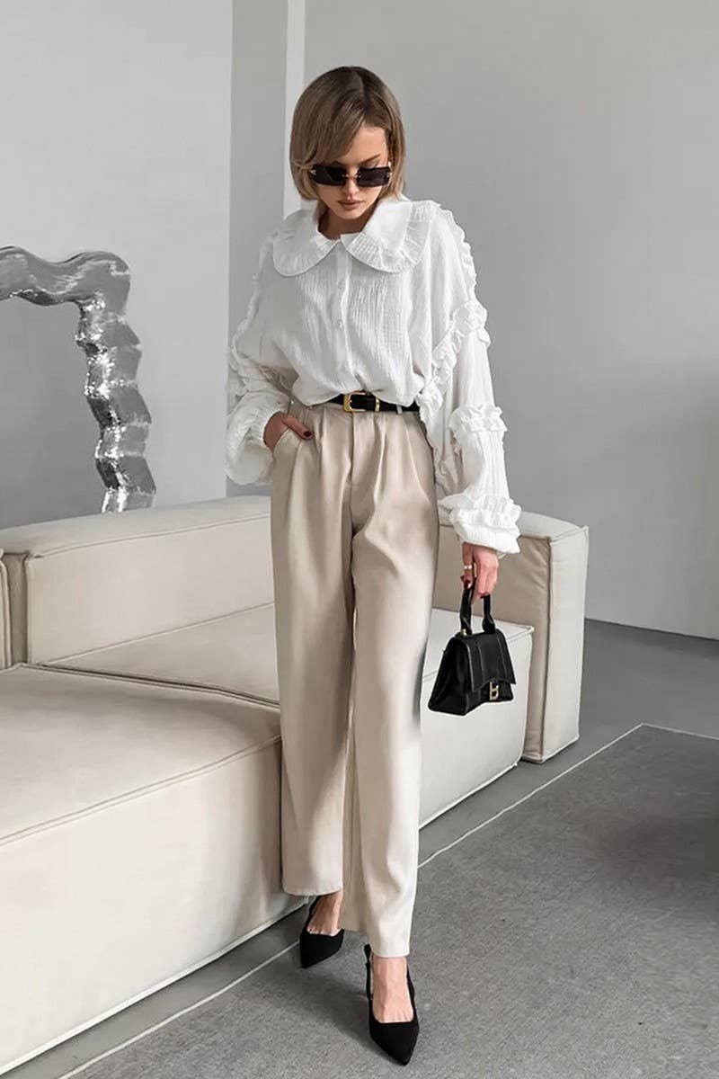 CWTSTL00922_LACE LANTERN SLEEVE LOOSE LONG SLEEVE SHIRT