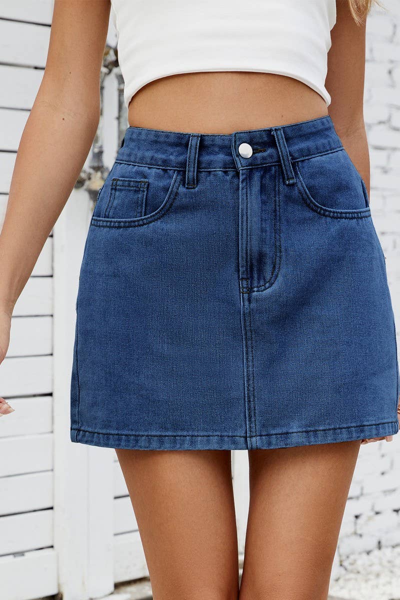 CWJSK00231_SOLID COLOR WASHED DENIM SKIRT
