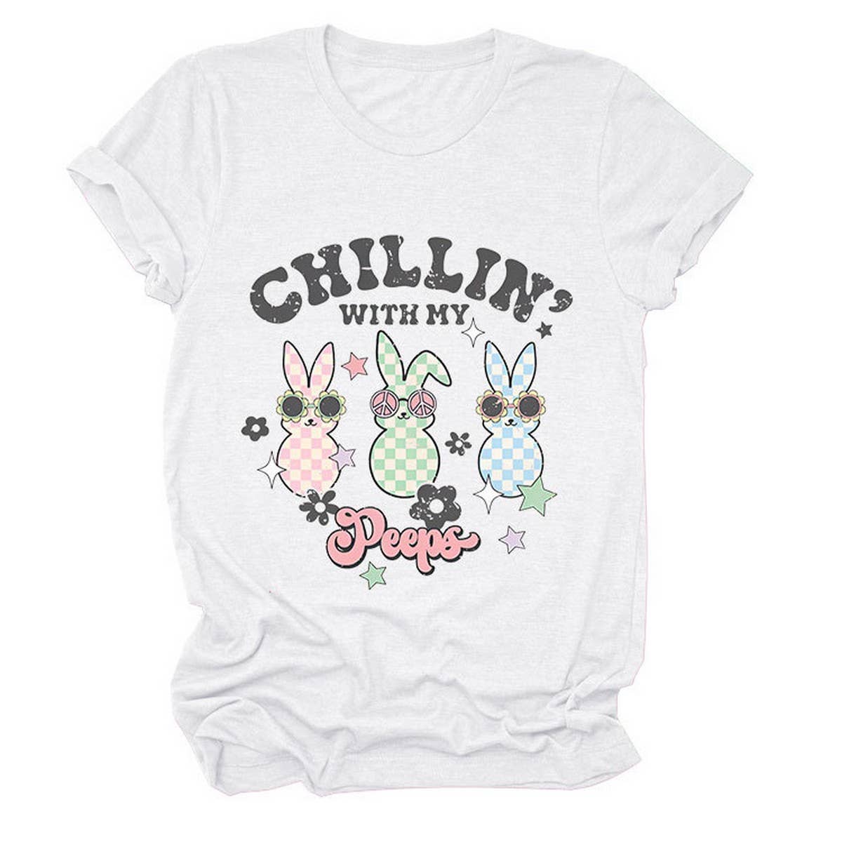 EASTER CUTE BUNNY LOOSE COMFORT SHORT SLEEVE TEES_CWTTS0867