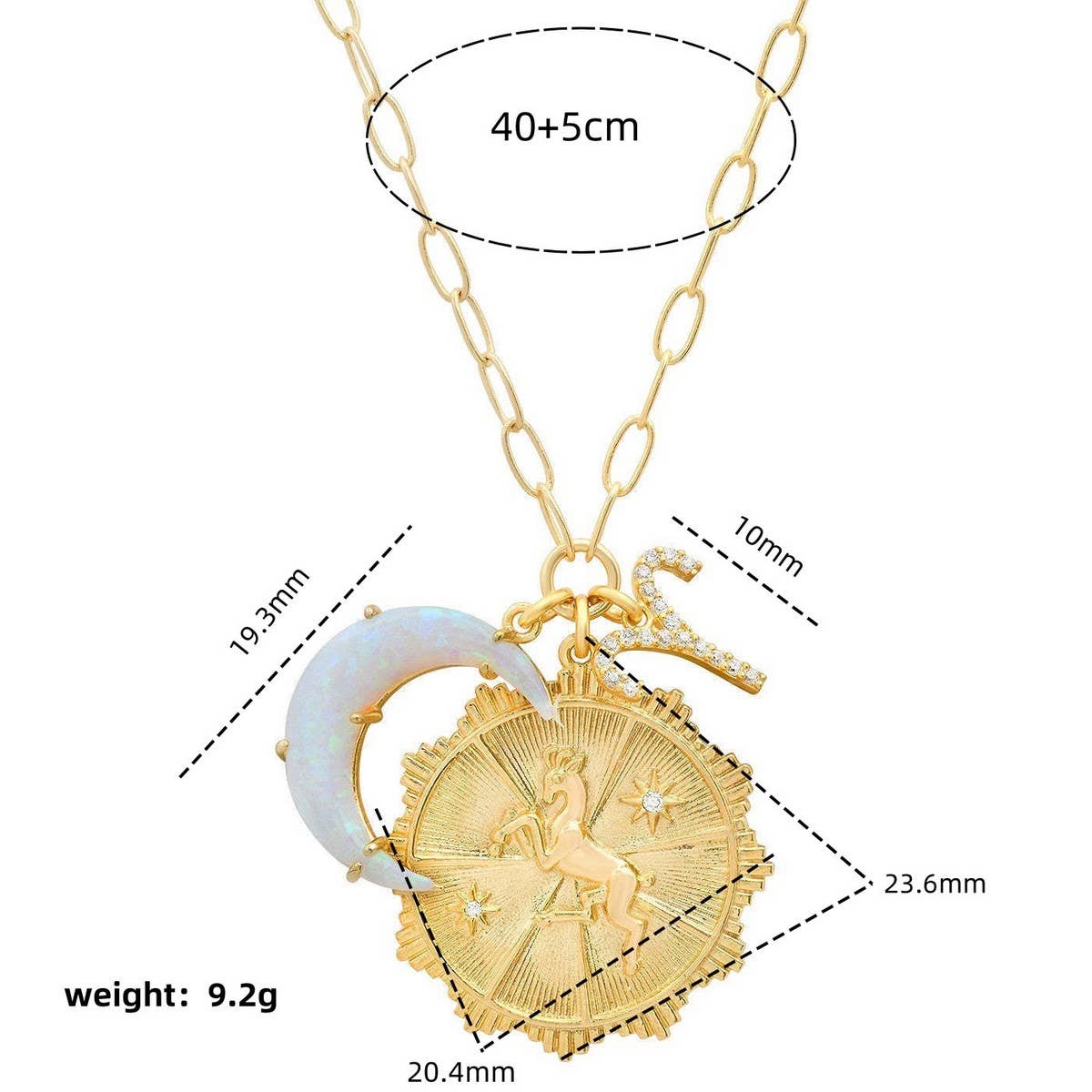 MICRO-PAVED ZIRCONIA ZODIAC RUNE PENDANT NECKLACE