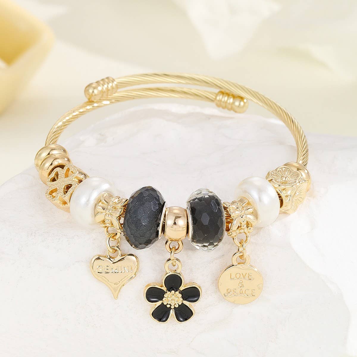 Open Gold Steel Bracelet with DIY Pendant Charm_CWMM8597