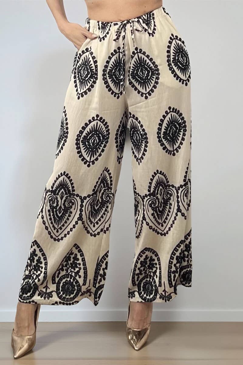 CWBLP888_WOVEN WIDE-LEG LOOSE CASUAL STRAIGHT-LEG PANTS