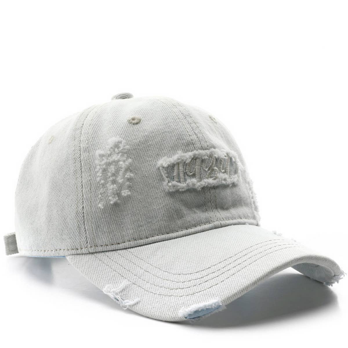CWAH3201_VINTAGE DENIM LETTER EMBROIDERY BASEBALL CAP