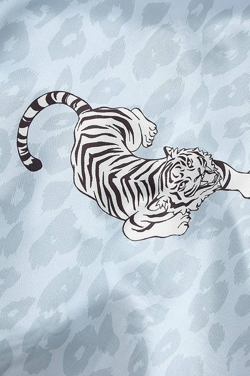 CWSPJ0373_SATIN LEOPARD PRINT LONG SLEEVE SHORTS PAJAMAS