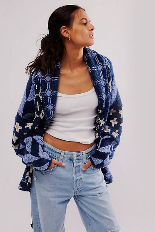 CWOSWL07748_2024 Y2K ABSTRACT PRINT COLLARED KNIT DRESS