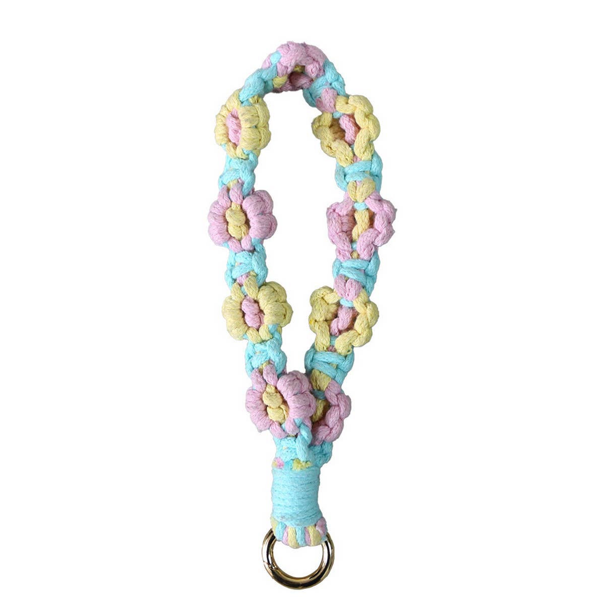 FLOWER DESIGN WOVEN KEYCHAIN