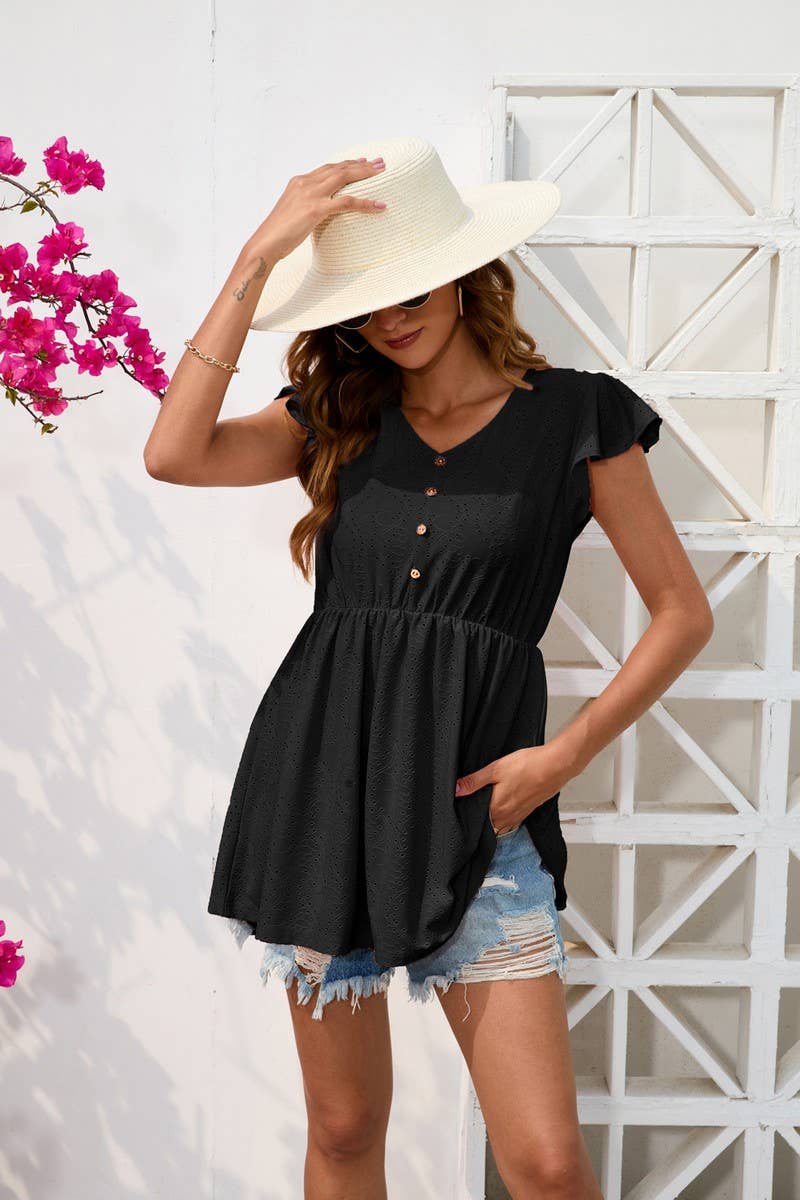 CWTBLS0815_LOOSE CASUAL WAISTED HOLIDAY BLOUSE