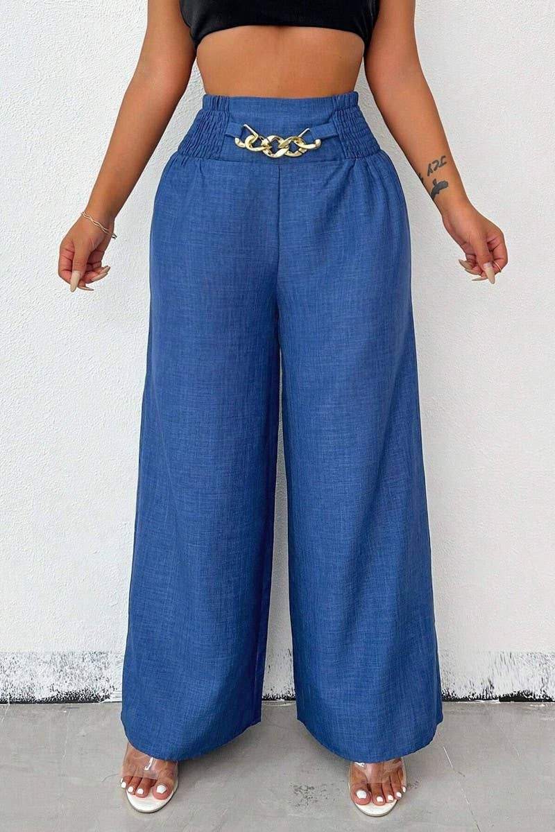 CWBLP1887_VINTAGE HIGH WAIST ELASTICATED WIDE LEG TROUSERS