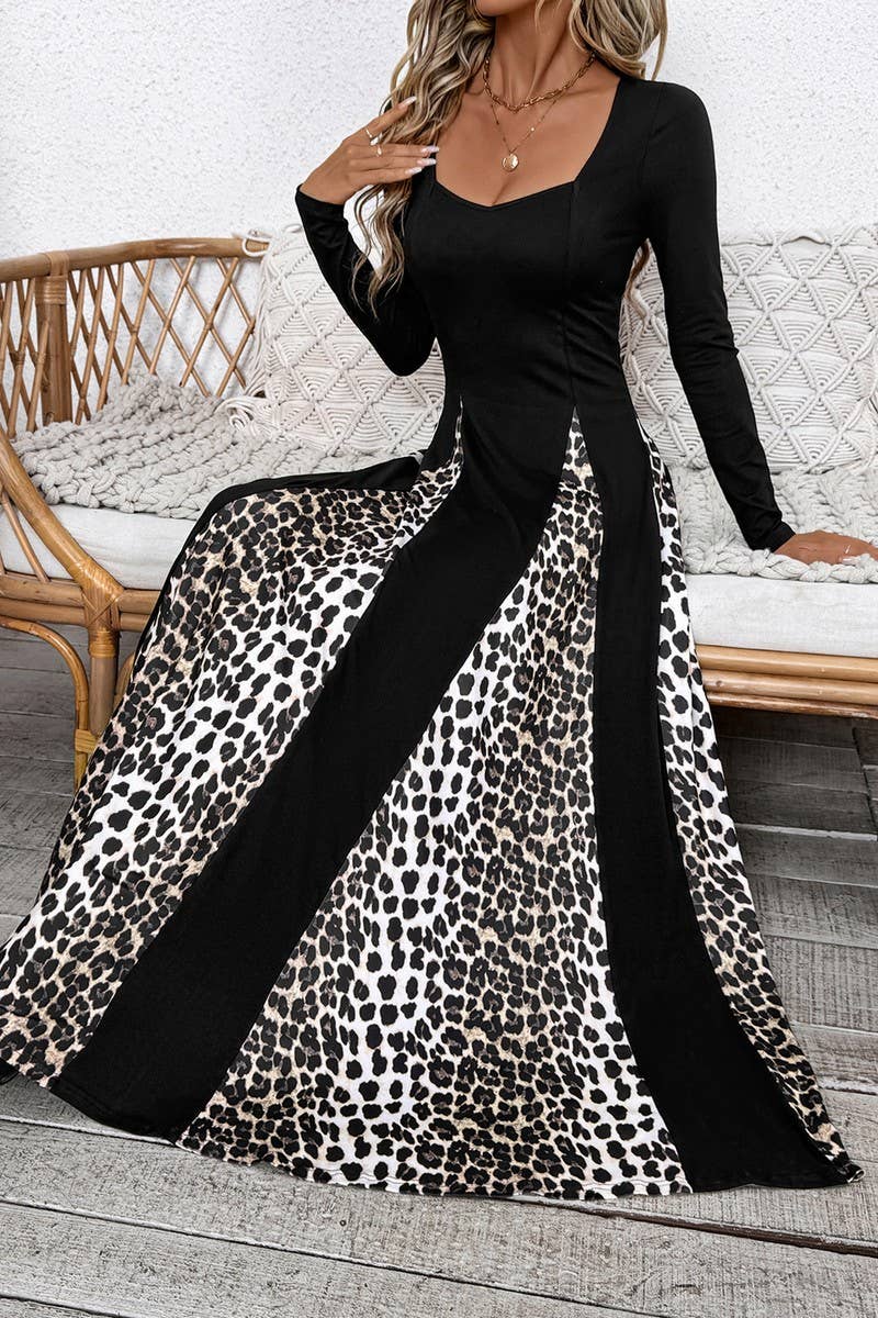 CWDMD3915_LEOPARD PRINT HIGH WAIST WIDE LEG A-LINE DRESS