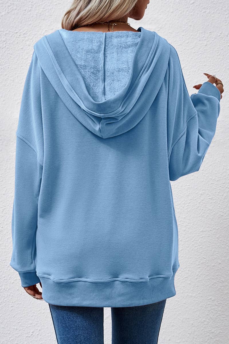 CWOHOL0964_SOLID COLOR LONG-SLEEVED POCKET HOODIE