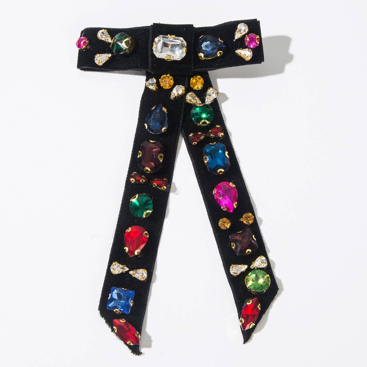 Velvet Rhinestone Bow Hair Clip for Women