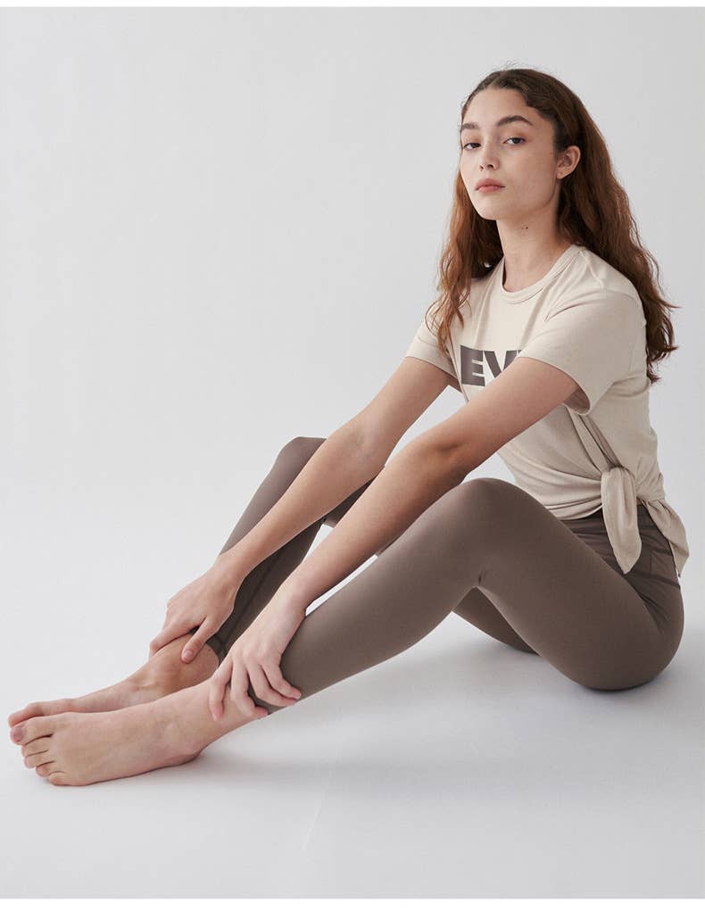 Design sense slit print short-sleeved T-shirt