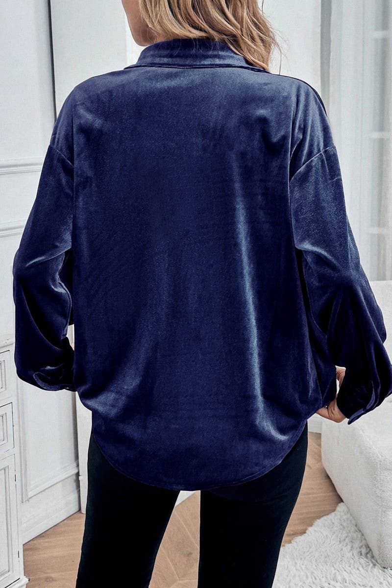 CWTBLL3702_AUTUMN CASUAL SOLID COLOR SINGLE BREASTED SHIRT