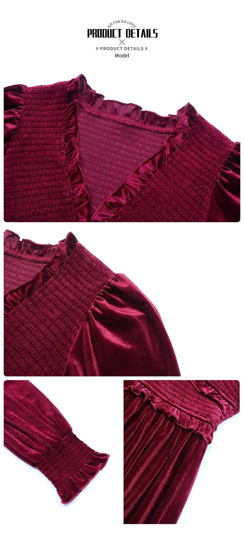 ELEGANT SPLICING WOODEN EAR EDGE VELVET DRESS