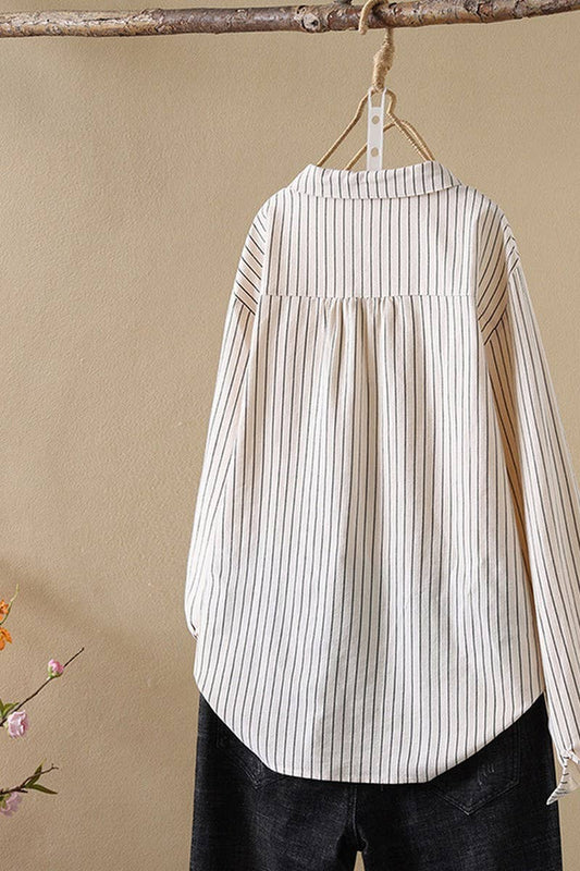 CWTSTL2248_LOOSE CASUAL STRIPED LONG SLEEVE SHIRT TOP