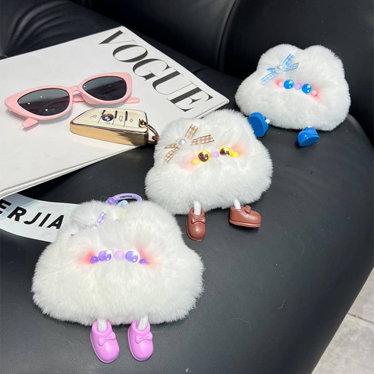 CUTE PLUSH CLOUD CAR KEYCHAIN BAG PENDANT