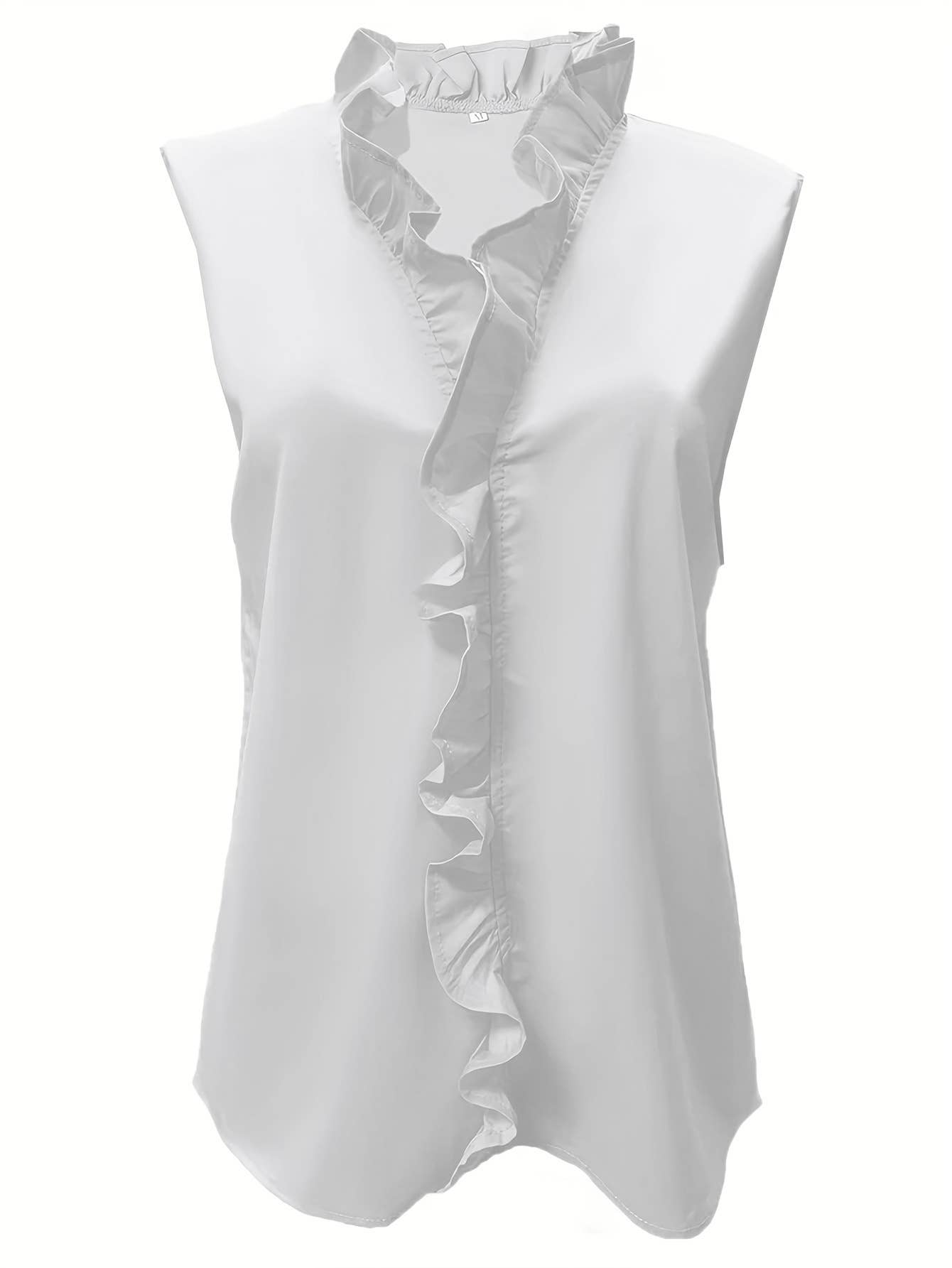 Commuter style wood ear trim V-neck chiffon