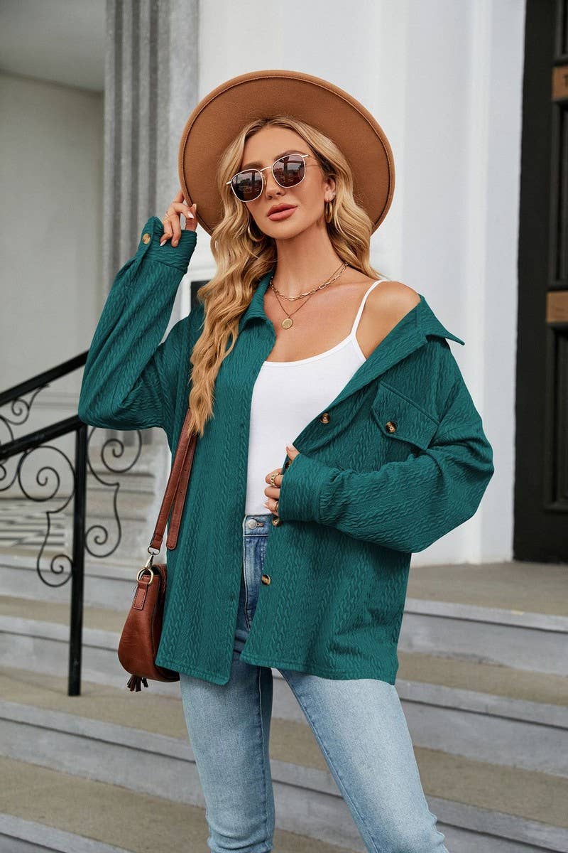 CWTSTL2066_LAPEL BUTTON POCKET LONG SLEEVE SHIRT COATS