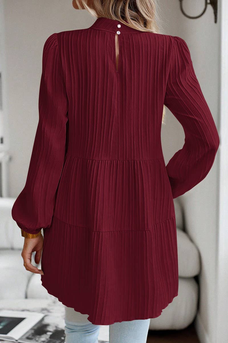 CWTBLL2768_HALF TURTLENECK WAVY LONG SLEEVE TOP