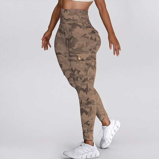 CAMOUFLAGE PRINTED HIGH-WAISTED TIGHT YOGA PANTS