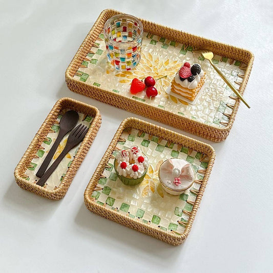 RATTAN COLORFUL SHELL CREATIVE HANDMADE FRUIT PLATE_CWMM4406