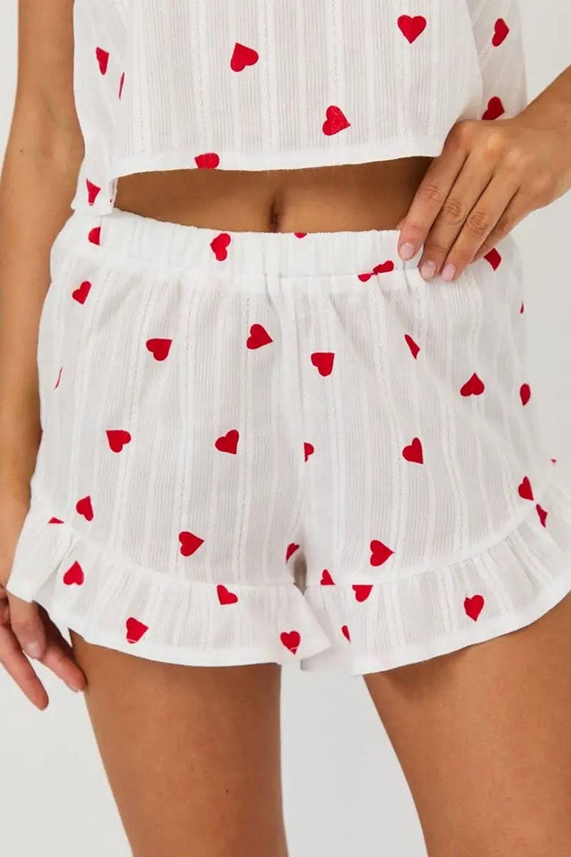 CWSPJ0071_LOVE PRINTED HALTER SHORTS PAJAMA SET