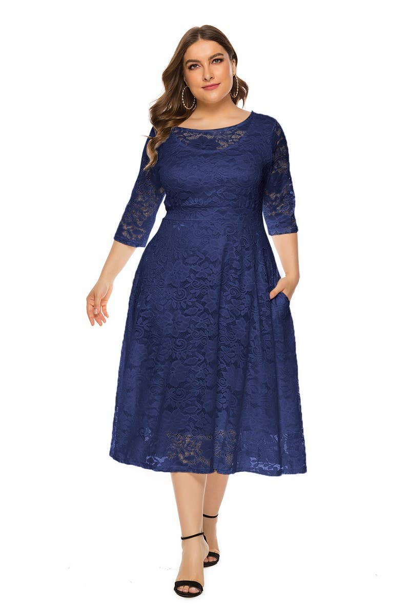 CWDMD3207_PLUS SIZE LACE POCKET EVENING GOWN DRESS