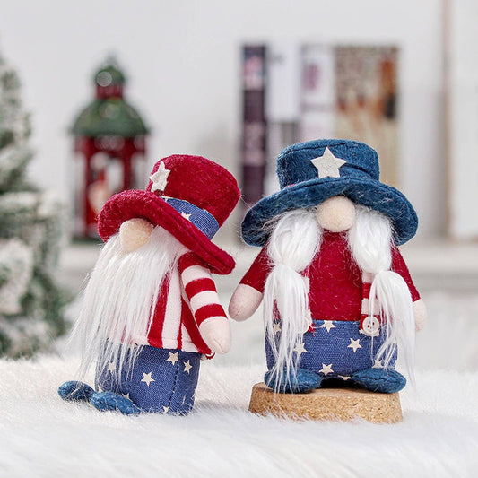 AMERICAN NATIONAL DAY FACELESS OLD MAN ELF DOLL_CWMM2919