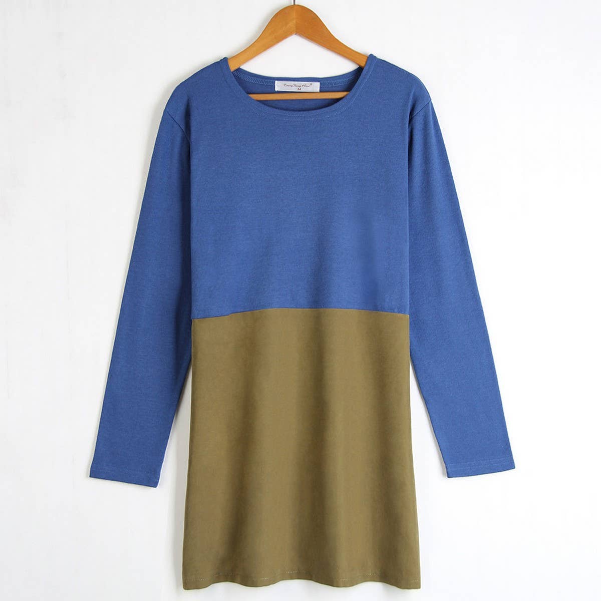 COLOR CONTRAST ROUND NECK LONG SLEEVE T-SHIRT