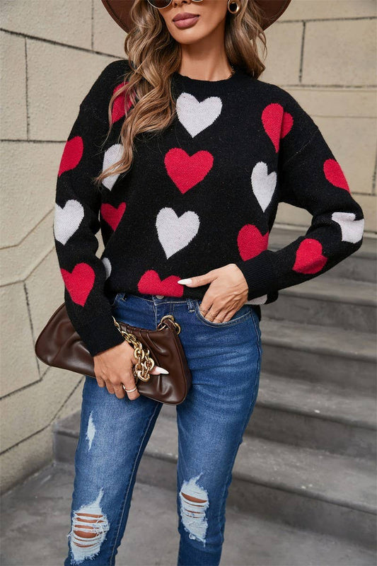 CWOSWL5783_LOVE VALENTINE'S DAY CREW NECK LOOSE SWEATER