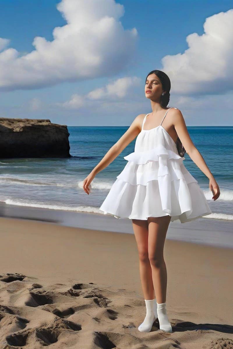 CWDSD8854_SUMMER RUFFLE SHORT SLING CAKE DRESS