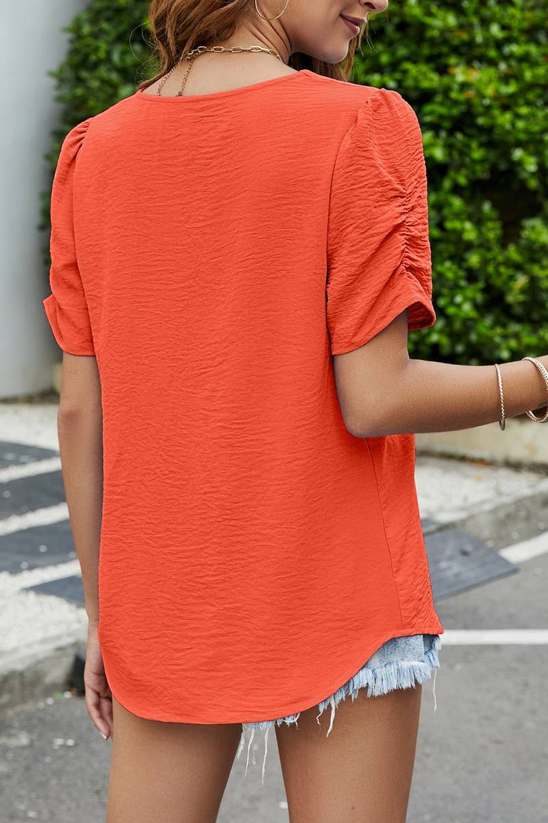 CWTBLS0349_V-Neck Short Sleeve Top