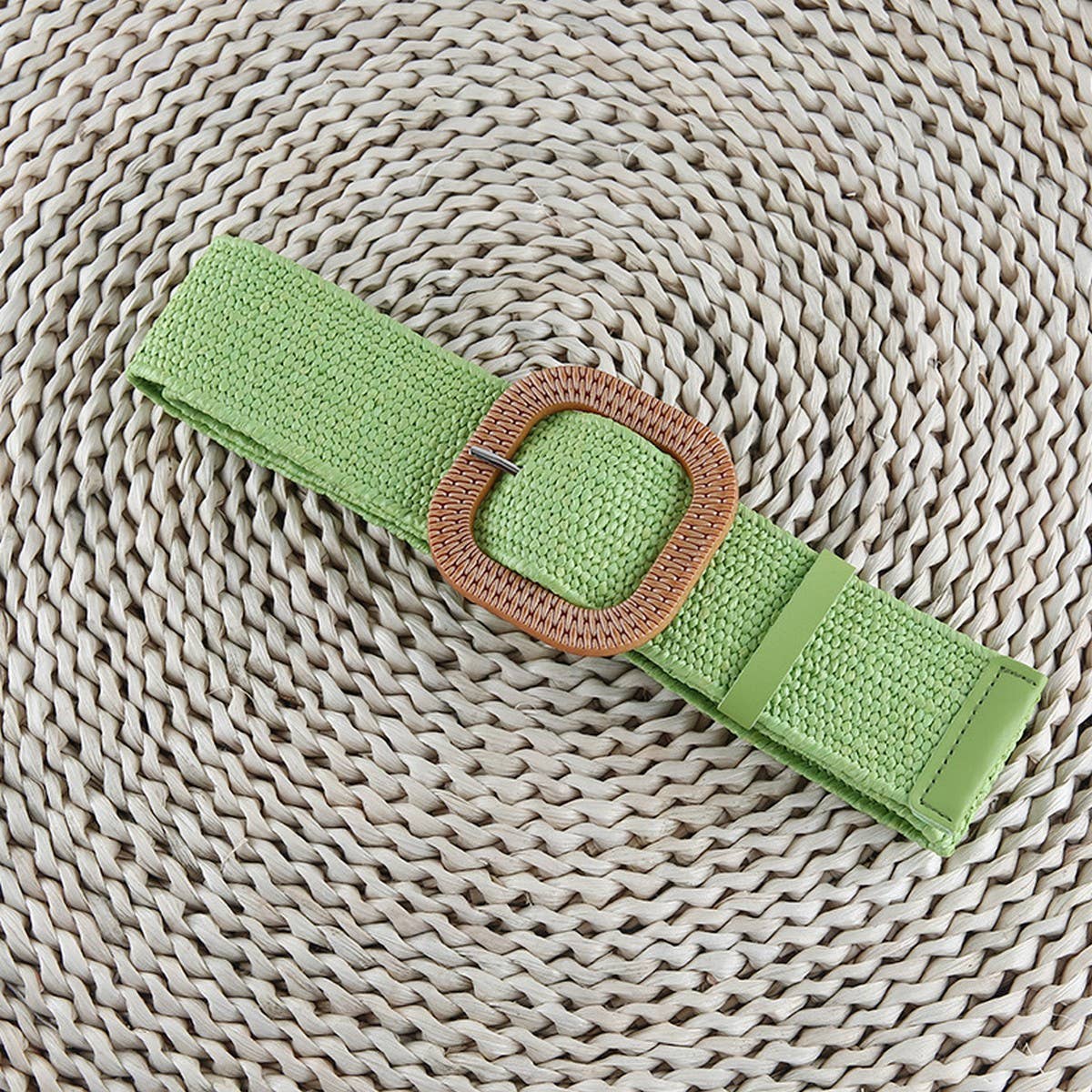 CWABE0545_VINTAGE BRAIDED SQUARE BUCKLE BELT